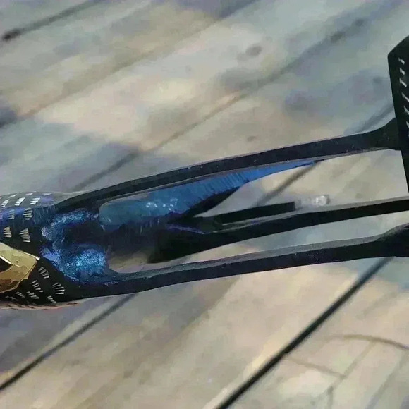 Big Giraffe Figure Decor Brass Tall 19" IN Black / Gold  Tone Leaves Stand - Picture 12 of 13